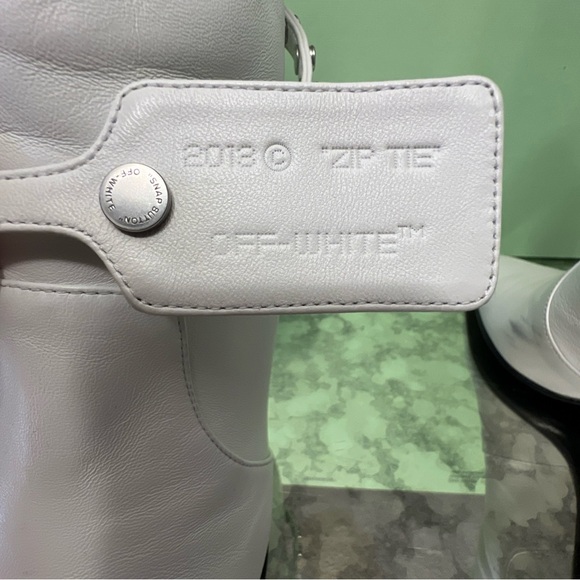 🔥Off-White c/o Virgil Abloh SZ 36 White Leather Zip Tie Pointed Toe Bootie Used - Picture 14 of 16